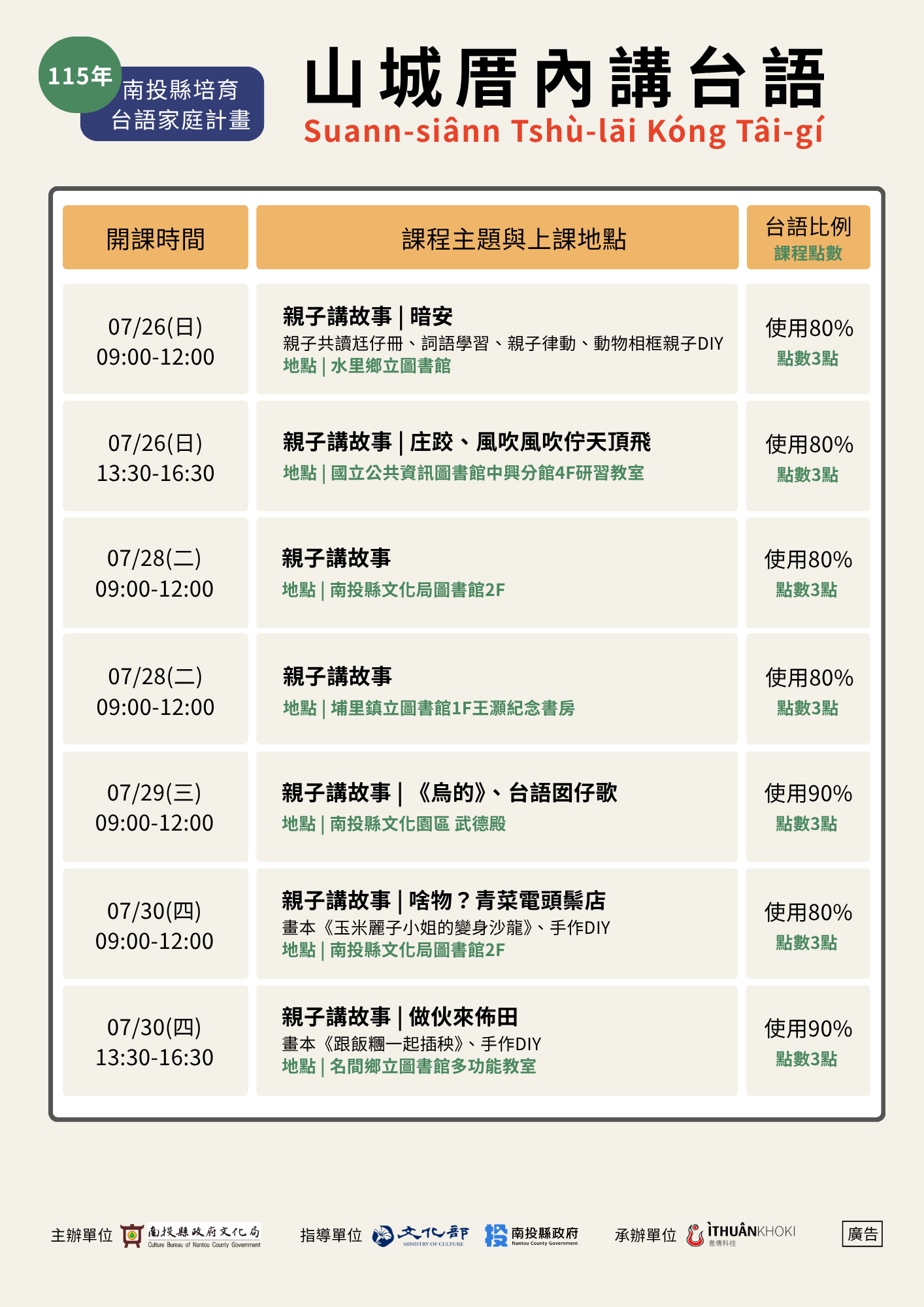 07/30親子講故事【做伙來佈田】